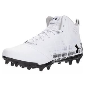 Under Armour UA Men Banshee Ripshot Mid White MC Lacrosse 1297352-101 Cleats 11